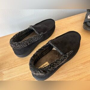 dearfoams Black Faux-Suede Slip-On Moccasin Slippers
